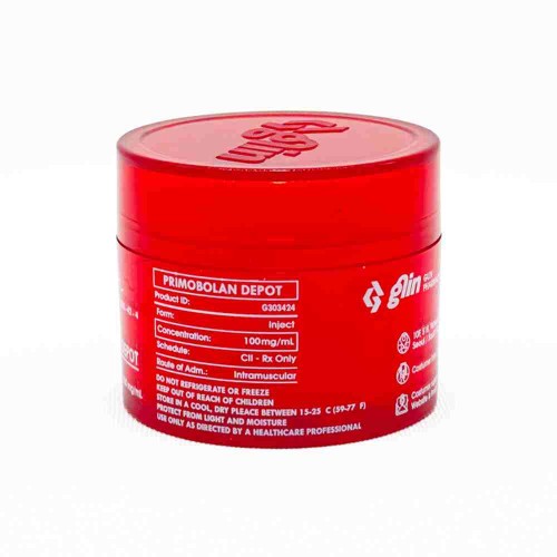 Glin Pharma Primobolan Depot 100mg/ml kutusu ve enjeksiyon şişesi.